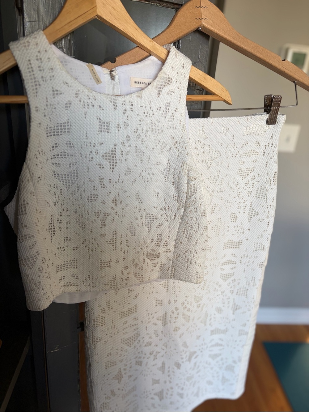 Rebecca Taylor Cream Lace Skirt Set Sz 2/4 - Picture 3 of 9